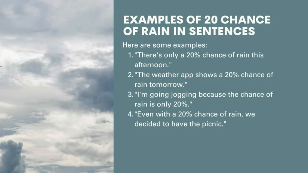 Examples of 20 Chance of Rain in Sentences