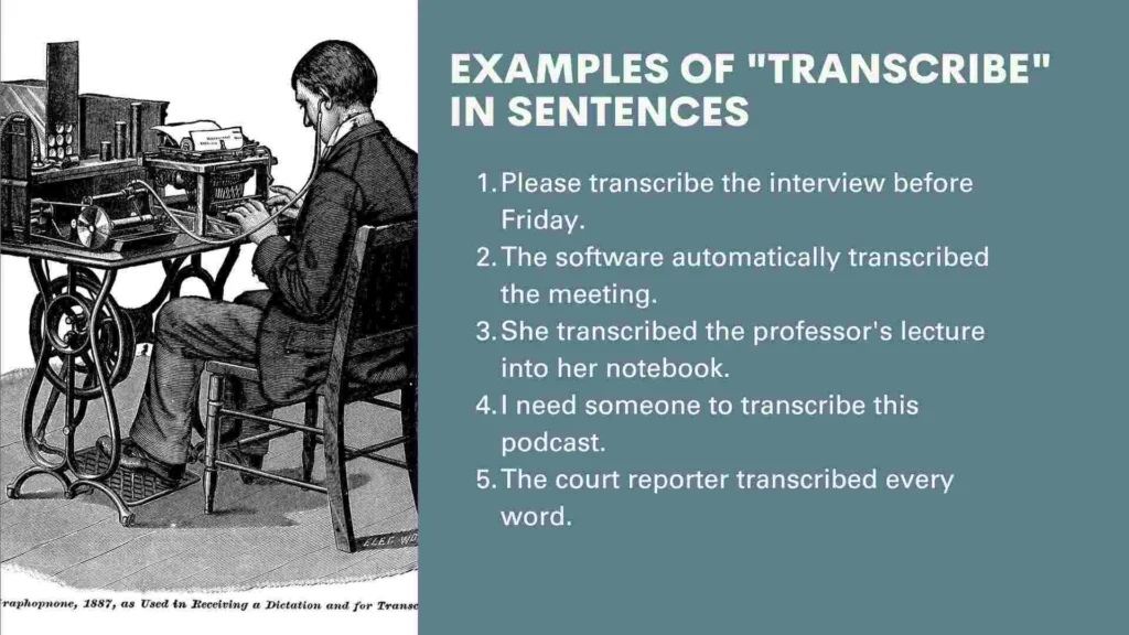 Examples of "Transcribe" in Sentences