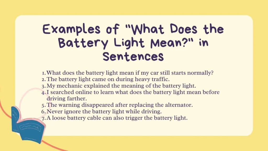 Examples of "What Does the Battery Light Mean?" in Sentences