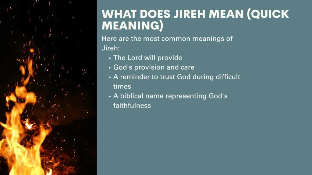 What Does Jireh Mean (Quick Meaning)