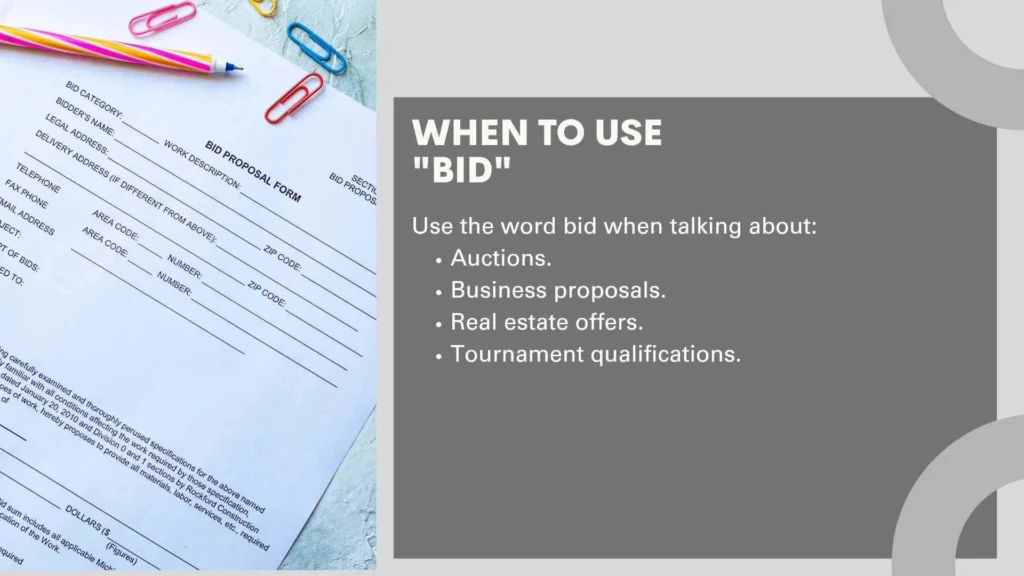 When to Use "Bid"